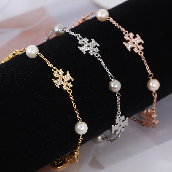 Tory Burch Gold Gemstones and Pearl Bracelet - Picture 8 of 10